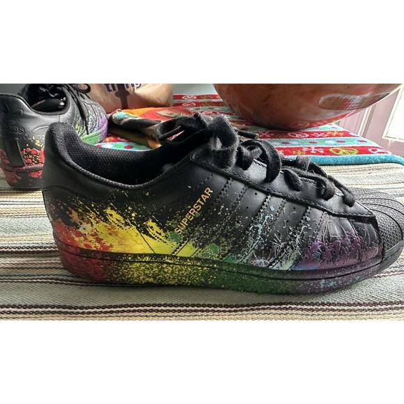Adidas Superstar Pride BB1687 Paint Splatter Size US Mens 7 LGBTQ RARE - Picture 1 of 11